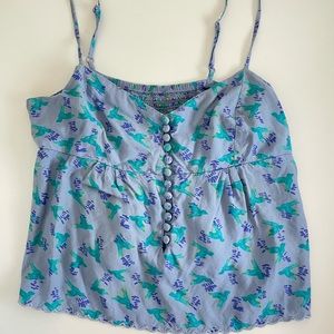 Jessica Simpson Baby Doll Crop Top Small Blue